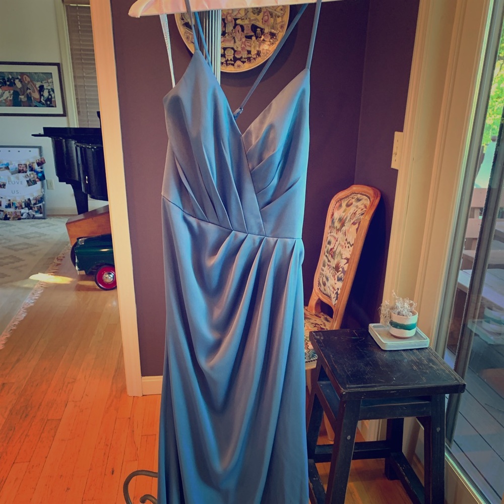 David’s Bridal Spaghetti Strap Crepe-Back Satin